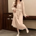 thumbnail image 1 of QUNYINEY Nightgowns for Women Flannel Lace Long Sleeve Long Cute Sleepshirt Loose Fit Crew Neck Jacquard Warm Womens Sleepwear, 1 of 5