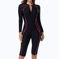 thumbnail image 1 of QUNYINEY One Piece Swimsuits for Women Tummy Control Slimming Colorblock Tummy Control Rash Guards Crew Neck Long Sleeve Athletic Modest Swimwear, 1 of 9