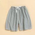 thumbnail image 1 of QUNYINEY Plaid Summer Shorts for Women Mid Rise Casual Bermuda Shorts Drawstring Wide Leg Loose Elastic Waist Shorts, 1 of 5