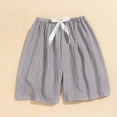 thumbnail image 1 of QUNYINEY Plaid Womens Shorts Casual Mid Rise Bermuda Shorts Drawstring Loose Wide Leg Elastic Waist Shorts, 1 of 5