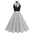 thumbnail image 1 of QUNYINEY Polka Dot Womens Dresses for Wedding Guest Formal Sleeveless Summer A Line Long Dresses Slim Fit Elegant Collared Prom Dresses, 1 of 5