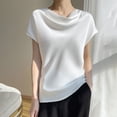 thumbnail image 1 of QUNYINEY Pullover Women Tops Casual Solid Short Sleeve Crew Neck Shirts Ice Silk Loose Shirts for Women Trendy, 1 of 4