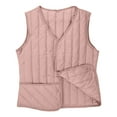 thumbnail image 1 of QUNYINEY Quilted Women Puffer Vest Lightweight Pink Outerwear with Pockets Button Up Sleeveless V Neck Loose Fit Womens Jacket, 1 of 6