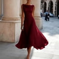 thumbnail image 1 of QUNYINEY Red Formal Dresses for Women Wedding Guest Elegant Sleeveless Flowy Long A Line Dress Crew Neck Ruched with Pockets Slim Fit Dresses, 1 of 5