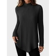 thumbnail image 1 of QUNYINEY Ribbed Shirts for Women Fall Mock Neck Long Sleeve Solid Tunic Top Comfy Loose Fit Pullover Casual Classic T-Shirt Blouse for Women, 1 of 6