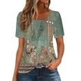 thumbnail image 1 of QUNYINEY Shirts for Women Short Sleeve Floral Casual V Neck Tops Summer Button Loose Pullover Tops for Women, 1 of 4