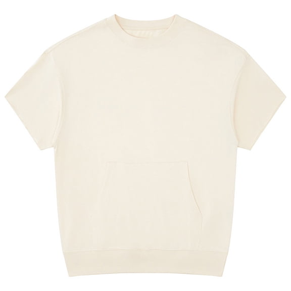 QUNYINEY Shirts for Women Trendy Crew Neck Casual Solid Short Sleeve Tops Summer Loose Cotton Pullover Women's Tops