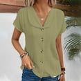 thumbnail image 1 of QUNYINEY Short Sleeve Button Down Shirts for Women Trendy Collared Solid Casual Tops Loose Shirts, 1 of 6