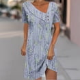 thumbnail image 1 of QUNYINEY Short Sleeve Dresses for Women 2025 Casual Boho A-Line Dress Button V Neck Mini Sundress, 1 of 5