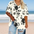 thumbnail image 1 of QUNYINEY Short Sleeve Tshirts Shirts for Women V Neck Floral Casual Tunic Tops Pullover Loose Plus Size Summer Womens Tops, 1 of 5