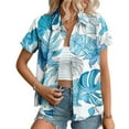 thumbnail image 1 of QUNYINEY Short Sleeve Women Button Down Shirts Casual Collared Hawaiian Tops Summer Loose Womens Tops, 1 of 6