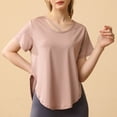 thumbnail image 1 of QUNYINEY Short Sleeve Women Shirts Pullover Crew Neck Solid Casual Tops Loose Breathable Workout Womens Summer Tops, 1 of 4