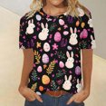 thumbnail image 1 of QUNYINEY Short Sleeve Women's T-Shirts Casual Crew Neck Easter Tops Pullover Loose Cute T-Shirts, 1 of 5