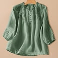 thumbnail image 1 of QUNYINEY Short Sleeve Womens Shirts Summer Solid Cotton Linen Graphic Tees V Neck Embroidered Loose Fit Button Pullover Womens Tops Trendy, 1 of 9