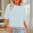 thumbnail image 1 of QUNYINEY Short Sleeve Womens Tshirts Colorblock Summer Casual Tops Pullover Loose Crew Neck Classic T-Shirt, 1 of 6