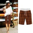thumbnail image 1 of QUNYINEY Shorts for Women Plaid Casual High Waist Bermuda Shorts Loose Comfy Elastic Waist Summer Shorts, 1 of 5