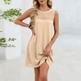 thumbnail image 1 of QUNYINEY Sleeveless Sundresses for Women Plus Size Summer Cotton Midi Yellow Tank Dress Loose Fit Lace Casual Crew Neck Lounge Dresses, 1 of 6