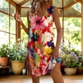 thumbnail image 1 of QUNYINEY Sleeveless Women's Sundresses A Line Beach Floral Mini Tank Dress V Neck Loose Fit with Pockets Casual Dresses, 1 of 7