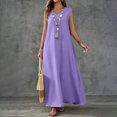 thumbnail image 1 of QUNYINEY Sleeveless Womens Dresses Casual Summer Long A Line Sundress V-Neck Solid Loose Fit with Slit Dresses, 1 of 7