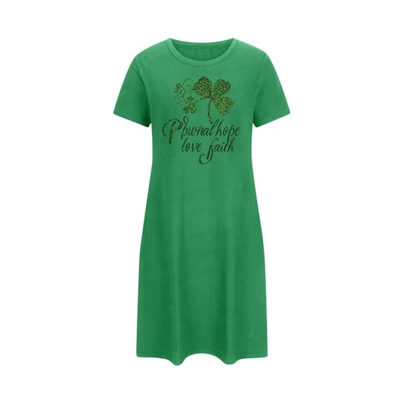 QUNYINEY Soft Nightgown for Women Short Sleeve St Patricks Day Nightshirt Comfy Knee Length Crew Neck Gowns for Women Sleepwear