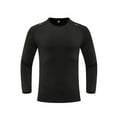 thumbnail image 1 of QUNYINEY Solid Men Shirts Athleisure Black Long Sleeve Crew Neck Tops Workout Skinny Drop Shoulder Quick-Dry Pullover T-Shirts, 1 of 6