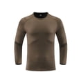 thumbnail image 1 of QUNYINEY Solid Mens T-Shirts Long Sleeve Athleisure Crew Neck Brown Tops Pullover Skinny Workout Quick-Dry Drop Shoulder T-Shirts, 1 of 4