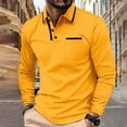 thumbnail image 1 of QUNYINEY Solid Mens T-Shirts Orange Casual Collared Long Sleeve Tops with Pocket Drop Shoulder Loose Button Pullover T-Shirts, 1 of 8