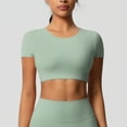 thumbnail image 1 of QUNYINEY Solid Shirts for Women Casual Short Sleeve Crew Neck Tops Workout Quick Dry Slim Yoga Crop Shirts, 1 of 7