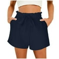 thumbnail image 1 of QUNYINEY Solid Shorts Women Elastic Waist Bermuda Casual Summer with Pockets Drawstring Relaxed Fit Shorts, 1 of 6