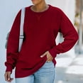 thumbnail image 1 of QUNYINEY Solid Sweatshirts for Women Crew Neck Casual Long Sleeve Red Tops Drop Shoulder Pullover Loose Sweatshirts, 1 of 4