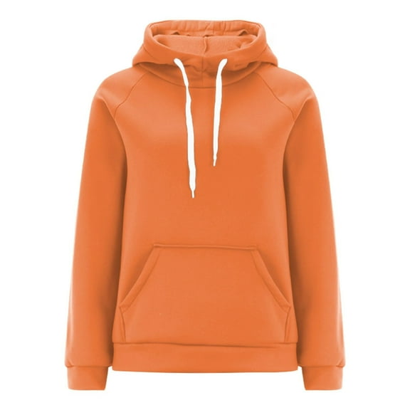QUNYINEY Solid Sweatshirts for Women Long Sleeve Fashion Fall Hooded Shirts Casual Pullover Loose Fit with Pockets Women's Tops