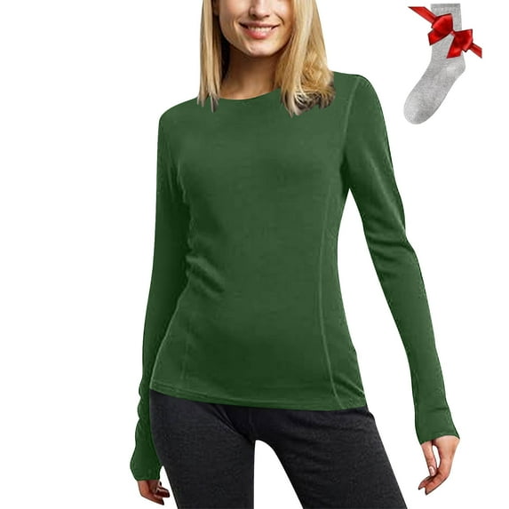 QUNYINEY Solid T Shirts for Women Crew Neck Casual Long Sleeve Cotton Tops Basic Pullover Loose Fit Lightweight Classic T-Shirt Blouses for Women Casual