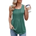 thumbnail image 1 of QUNYINEY Solid Tank Top Women Cotton Summer Shirts Crew Neck Pleated Flowy Sleeveless Loose Fit Women's Tops, 1 of 9