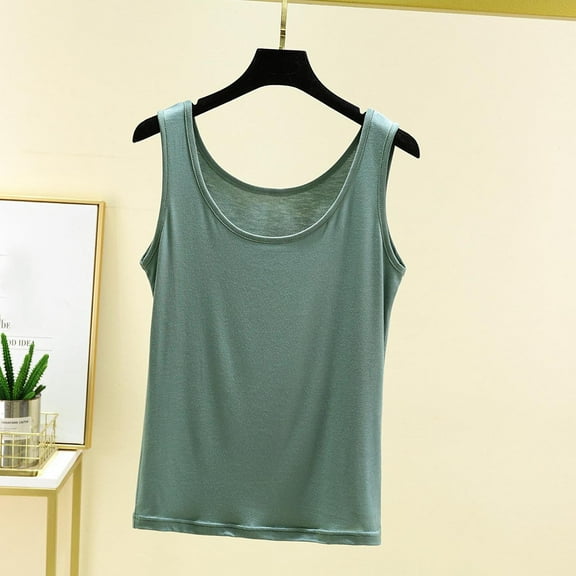 QUNYINEY Solid Tank Top for Women Sleeveless Camisole Crewneck Casual Shirts Loose Tank Tops