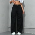 thumbnail image 1 of QUNYINEY Solid Women Jeans High Waist Casual Button Wide Leg Denim Pants Relaxed Fit with Pockets Pants, 1 of 8
