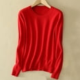thumbnail image 1 of QUNYINEY Solid Women Shirts Red Casual Long Sleeve Crew Neck Tops Loose Drop Shoulder Pullover T-Shirts, 1 of 3