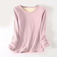 thumbnail image 1 of QUNYINEY Solid Womens T Shirts Pink Long Sleeve Casual Crew Neck Tops Fleece Pullover Warm Loose Drop Shoulder T-Shirts, 1 of 4