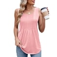 thumbnail image 1 of QUNYINEY Solid Womens Tank Top Cotton Summer Shirts Pleated Flowy Crew Neck Loose Fit Sleeveless Womens Tops, 1 of 9
