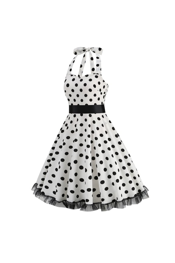 Spring Dresses for Women 2025 Polka Dot Sleeveless Casual A-Line Dress Flowy Slip V Neck Midi Sundress