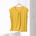 thumbnail image 1 of QUNYINEY Spring Shirts for Women 2025 Casual Sleeveless Solid Crew Neck Tops Pleated Soft Pullover Loose Shirts, 1 of 5