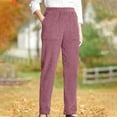 thumbnail image 1 of QUNYINEY Straight Leg Women Pants Corduroy Business Red Chinos Casual Pant Elastic Waist Relaxed Fit with Pockets Red Pants, 1 of 6
