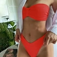 thumbnail image 1 of QUNYINEY Strapless Women Swimsuits Solid Bikinis Bathing Suit Triangle Two Piece Swimsuit Sets, 1 of 3
