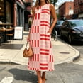 thumbnail image 1 of QUNYINEY Striped Sun Dresses Women Long Casual Summer Sleeveless A Line Dress Crew Neck Loose Fit with Pockets Flowy Dresses S-2XL, 1 of 5