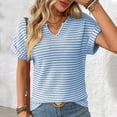 thumbnail image 1 of QUNYINEY Striped Womens T Shirts V Neck Short Sleeve Casual Tops Pullover Going Out Loose Shirts, 1 of 5