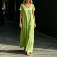 thumbnail image 1 of QUNYINEY Summer Dresses for Women 2026 Plus Size Casual Short Sleeve Long A Line Dress Square Neck Flowy Vacation Loose Fit Solid Dresses, 1 of 7