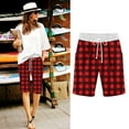 thumbnail image 1 of QUNYINEY Summer Shorts for Women Plaid Casual High Waist Bermuda Shorts Comfy Loose Summer Elastic Waist Shorts, 1 of 5
