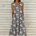thumbnail image 1 of QUNYINEY Summer Sundresses for Women Casual Beach A Line Floral Sleeveless Midi Tank Dress Loose Fit V Neck with Pockets Dresses, 1 of 5