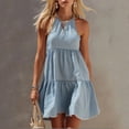 thumbnail image 1 of QUNYINEY Summer Womens Dresses Sleeveless A Line Blue Mini Sundress Crew Neck Vacation Casual Loose Fit Dresses, 1 of 7