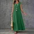 thumbnail image 1 of QUNYINEY Summer Womens Plus Size Dresses Sleeveless A Line Long Sundress Solid Casual Loose Fit with Slit V-Neck Dresses, 1 of 7