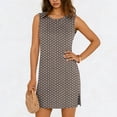 thumbnail image 1 of QUNYINEY Sundresses for Women Casual Beach Mini Sleeveless Polka Dot Summer Tank Dress with Slit Crew Neck Vacation Loose Fit Dresses, 1 of 6